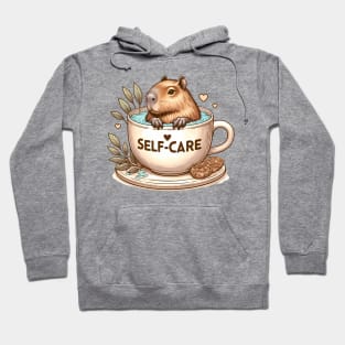 Self-care Capybara Bathing in Coffee/Tea Cup Hoodie